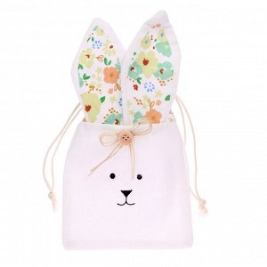 Мешок для подарков "Кролик" 24,5х13 см, в цветок, цвет МИКС