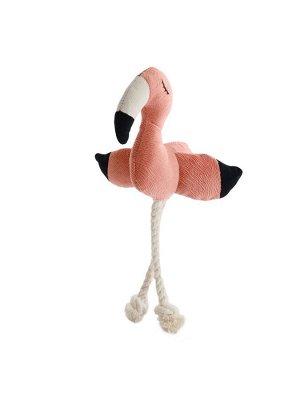 Игрушка Mr.Kranch для собак мелких и средних пород Фламинго с канатом и пищалкой 24х13,5х6см, персиковый