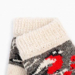 Носки детские шерстяные «Снегирь в снегу», цвет серый, размер 12