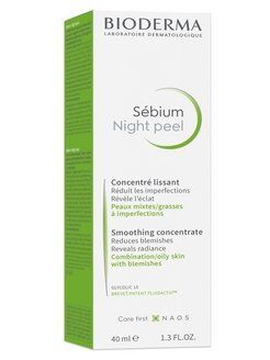 Биодерма Себиум, Ночной пилинг для лица,  для комбинированной и жирной кожи, 40 мл, Bioderma Sebium