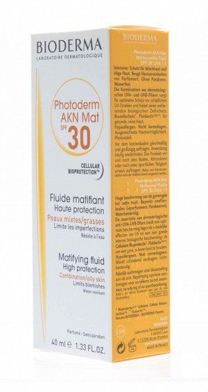 Bioderma Photoderm Флюид SPF 30 матирующий солнцезащитный для лица Биодерма Фотодерм 40 мл