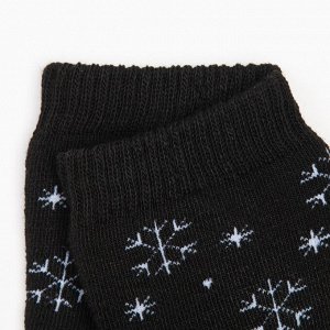 Носки женские махровые «Снежинки», цвет черный, размер 23-25