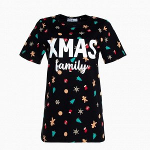 Футболка женская KAFTAN «Xmas family» размер, черный