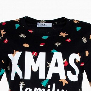 Футболка женская KAFTAN «Xmas family» размер, черный