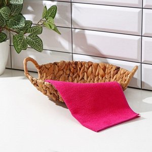 Салфетка универсальная Доляна, 220 г/м², 30x30 см, микрофибра, c оверлоком, розовая