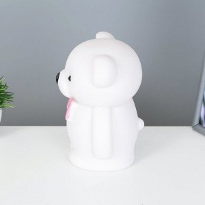 Фигурка световая RISALUX «Мишка с бантом», LED-ночник, от батареек 3xААА, белый, 9.5x13x17.5 см