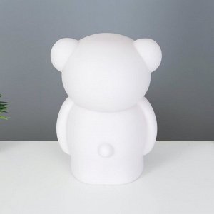 Фигурка световая RISALUX «Мишка с бантом», LED-ночник, от батареек 3xААА, белый, 9.5x13x17.5 см