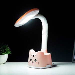Настольная лампа "Котёнок" LED 3Вт нежно-розовый 11х26х43 см RISALUX