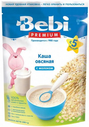 Каша Беби премиум 200г овсяная мол.  с 5 мес м/у Сербия 1х9 .