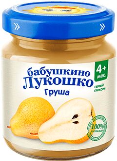 Пюре Бабушкино лукошко  100г груша без сах с 4 мес 1х6.