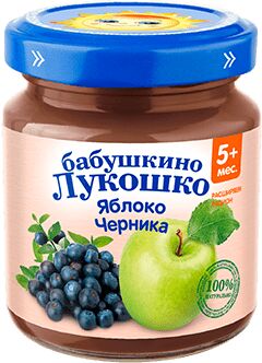Пюре Бабушкино лукошко  100г ябл черника с 5мес 1х6.
