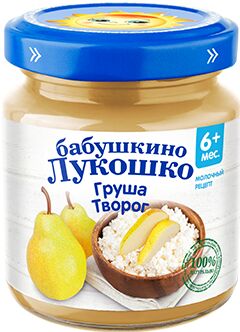 Пюре Бабушкино лукошко  100г груша творог с 6 мес 1х6.