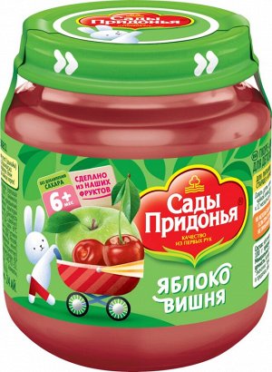 Сады Придонья Пюре 120г яблоко-вишня ст/б 1х12.
