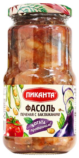 Фасоль Пиканта 470г печеная с баклажанами 1х6