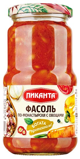 Фасоль Пиканта 470г по-монастырски с овощами 1х6