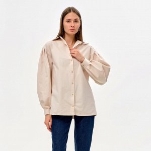 Рубашка женская с объёмными рукавами MINAKU: Casual Collection, молочный