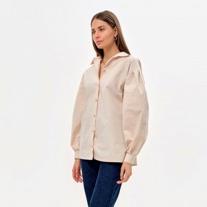 Рубашка женская с объёмными рукавами MINAKU: Casual Collection, молочный