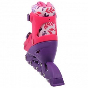 Роликовые коньки раздвижные, р. 34-37, колеса PVC 64 мм, пластик. рама, цвет розовый/фиолет