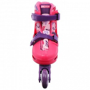 Роликовые коньки раздвижные, р. 34-37, колеса PVC 64 мм, пластик. рама, цвет розовый/фиолет