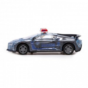 Машина инерционная «Crazy race, полиция», русская озвучка, свет, цвет серый