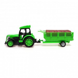 Трактор радиоуправляемый «Фермер», с прицепом, работает от аккумулятора, цвет зелёный
