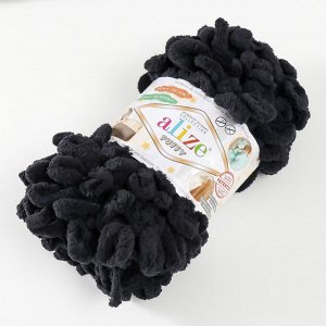 Плюшевая пряжа для вязания руками ALIZE, Puffy, 100 % микрополиэстер, 9 м/100 г, (60 чёрный)
