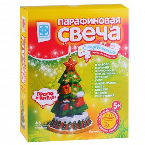 284202 Парафиновая свеча с подсвечником "Ёлочка" (Новый год)