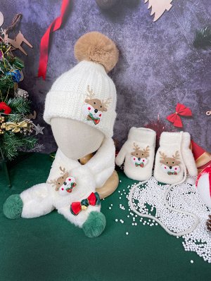 Для детей с рождественским лосем Перчатки & Шарф & Шапка-бини