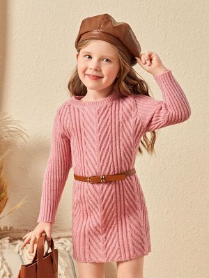 Для девочек Вязаное платье-свитер текстурированный без пояса