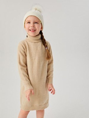 Для девочек Платье-свитер с высоким воротником