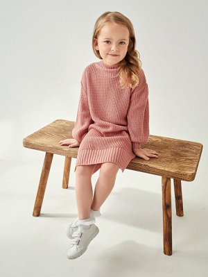 Платье-свитер с воротником-стойкой для девочек