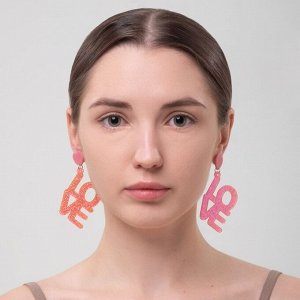 Серьги акриловые LOVE, блёстки, цвет коралловый