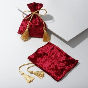 Мешочек подарочный бархатный с кисточкой, 10*12см, цвет бордовый