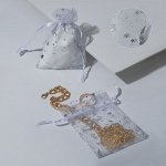 Мешочек подарочный &quot;Звёзды с месяцем&quot;, 7*9, цвет белый с серебром