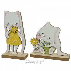 Набор деревянных фигурок Кролики Джилл и Феликс с Солнечного Луга 19-24 см, 2 шт (Kaemingk)