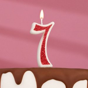 Свеча в торт на шпажке "Рубиновая коллекция", цифра 7, 5,5х3 см, рубиновая