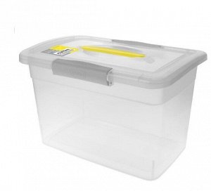 Ящик для хранения, 14 л, с крышкой, пластик, желто-сер, прозрачный, LACONIC, 210 х 370 х 270 мм, 1/6
