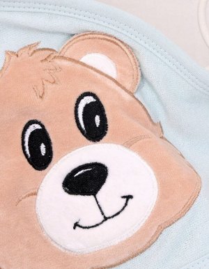 Полотенце детское махровое с капюшоном (Мишка ментол)