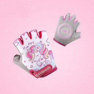 Детские велосипедные перчатки Kidsdoogs XG38. короткие пальцы. Белый/Розовый