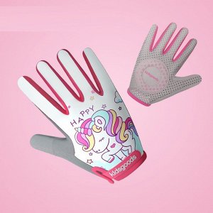 Детские велосипедные перчатки Kidsdoogs XG38. длинные пальцы. Белый/Розовый