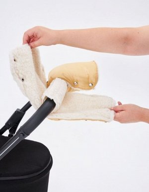 Муфты-рукавицы раздельные для коляски 2 штуки меховая цвет Бежевый