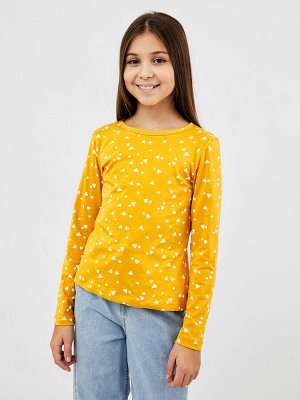 Хлопковый джемпер в расцветке сердечки на желтом для девочек