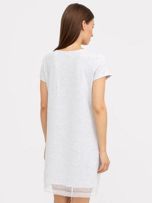Ночная сорочка с кружевной деталью в оттенке серый меланж