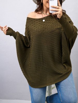 Размера плюс Вязаный свитер с рукавами "доломан" текстурированный
