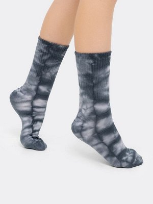Высокие детские носки черного цвета в технике фаст-дай (1 упаковка по 5 пар)