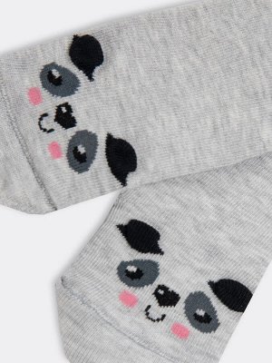 Детские высокие носки без резинки светло-серого цвета с декоративными ушками (1 упаковка по 5 пар)