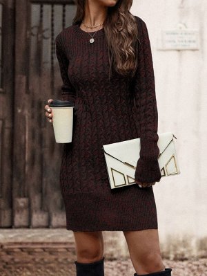 Платье-свитер однотонный фактурной вязки