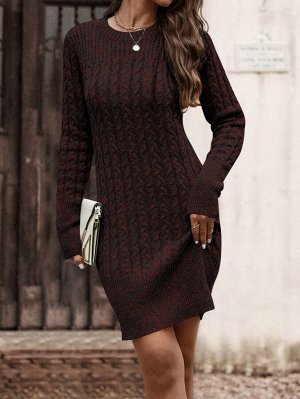 Платье-свитер однотонный фактурной вязки