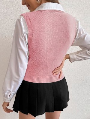 Вязаный жилет-свитер без блузки