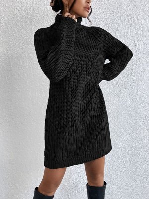 Платье-свитер с высоким воротником с рукавом-реглан